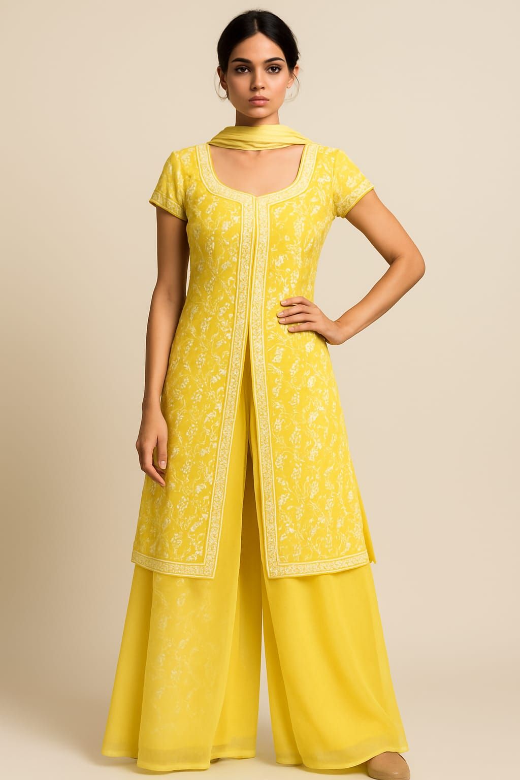 Shree Shanti Selection - Yellow palazzo pants